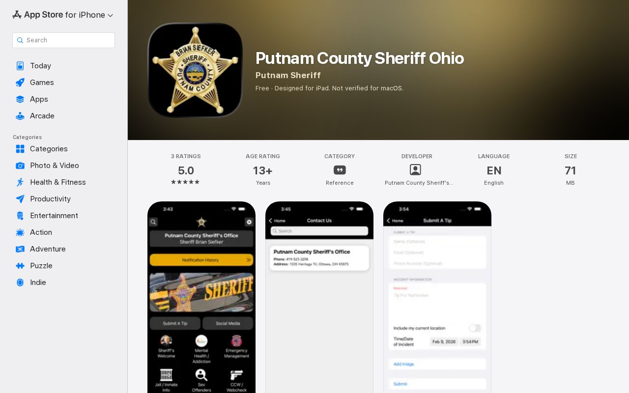 Putnam County Sheriff Ohio app source for 24-hour release checks
