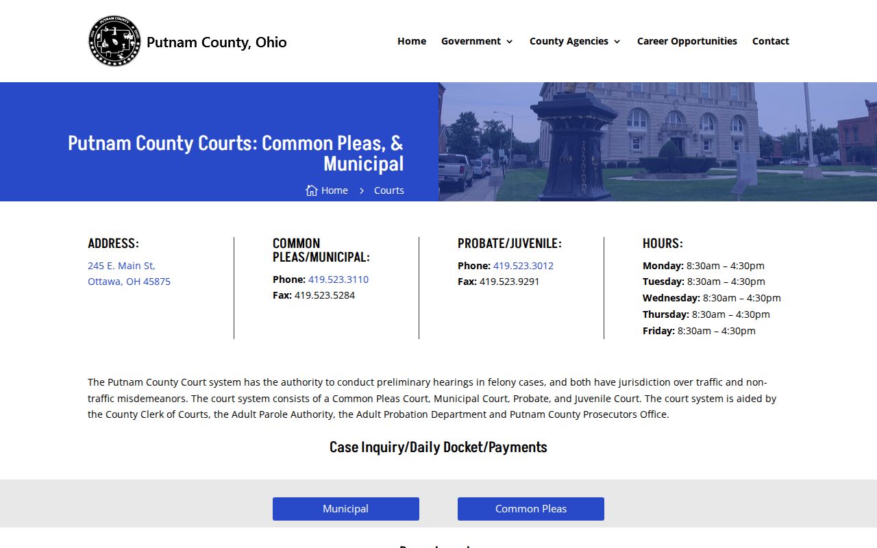 Putnam County court release record inquiry links